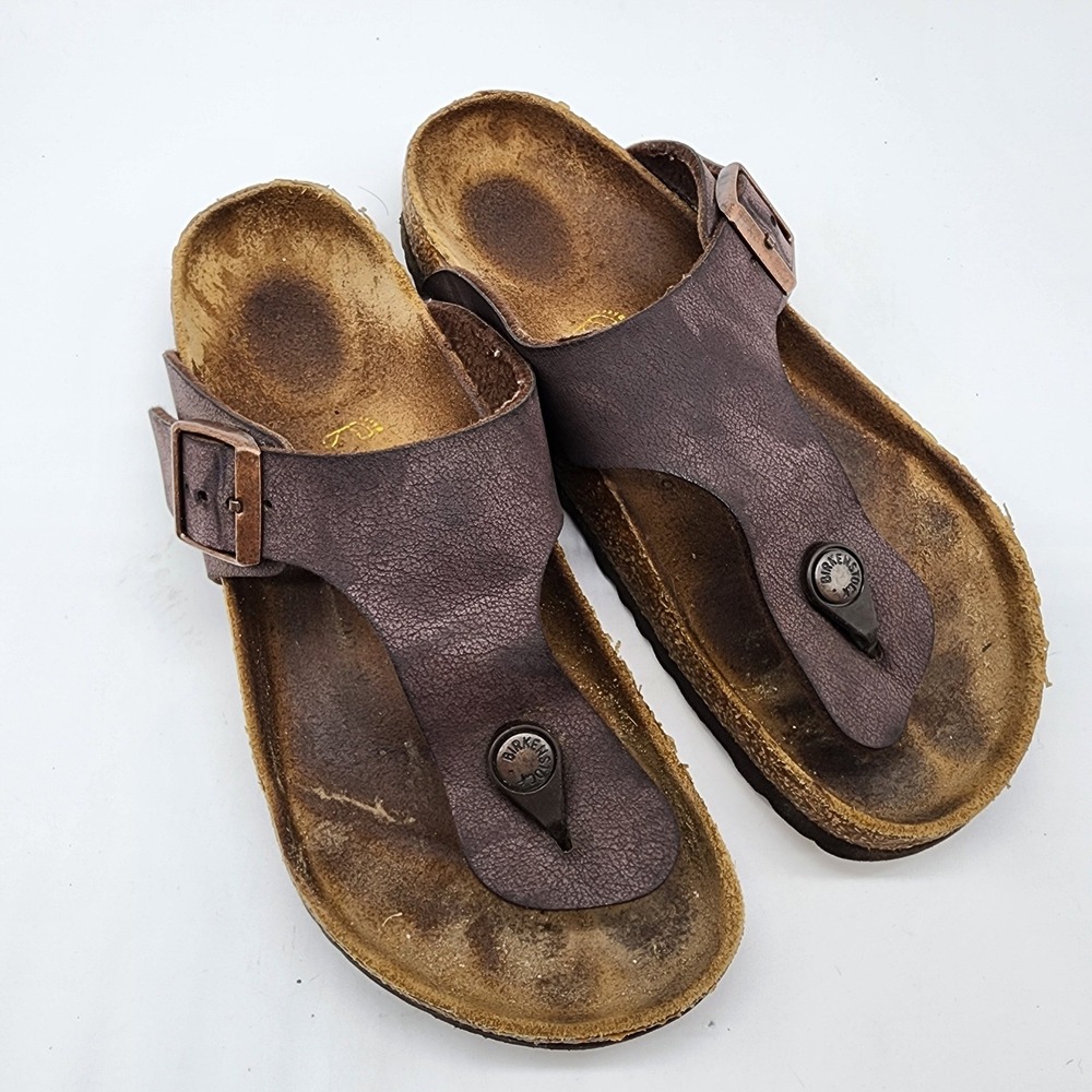 Birkenstock Gizeh Thong Sandals Women's 36 Brown Leather Cork Footbed